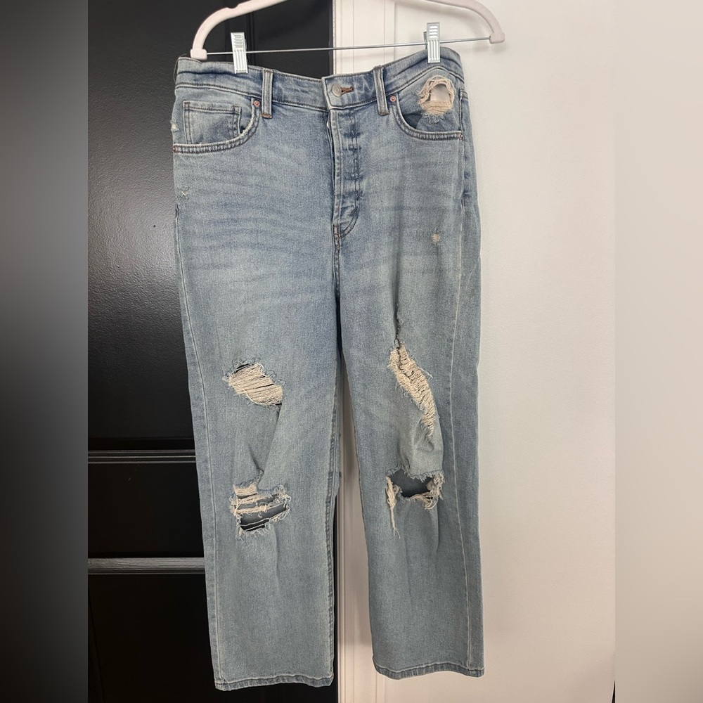 Wild Fable Light Blue Distressed Straight Leg Jeans
